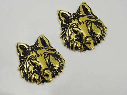 3D Wolf Metal Sticker Decal Gold (6.5x6 cm)